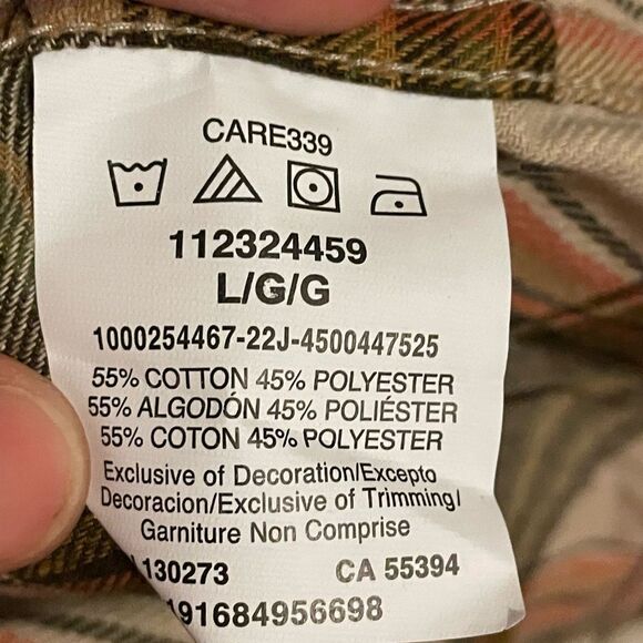 Like New Wrangler Men's Plaid Long SleeveFlannel Shirt size L - Picture 5 of 8